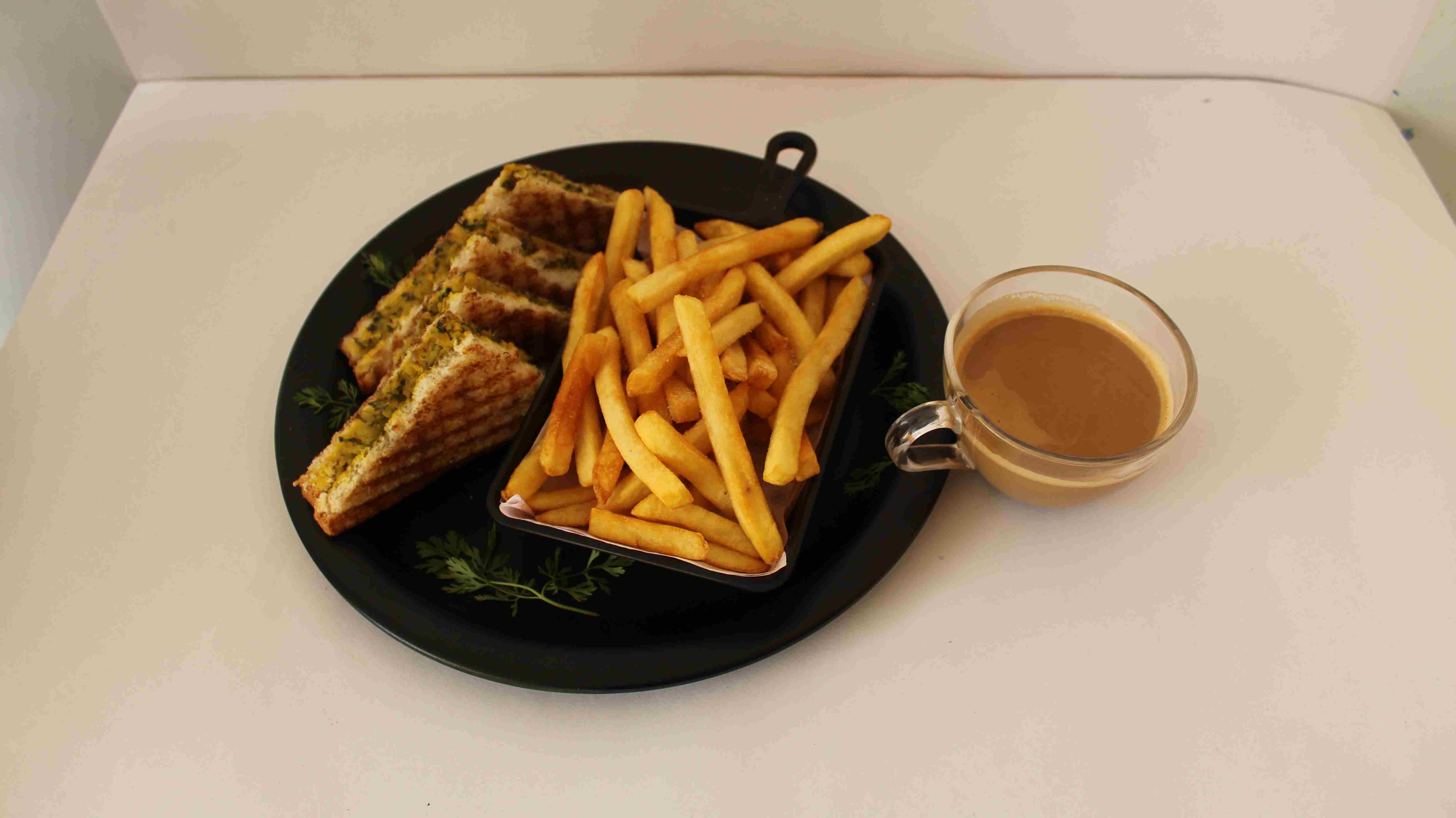 Bombay Sandwich + French Fries + Hot Coffee